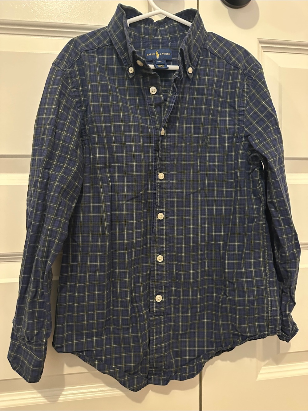 Ralph Lauren Navy & Green Plaid Button-Down Shirt for Kids